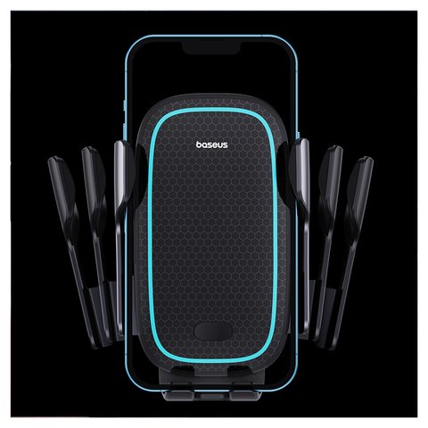 Автомобильный держатель Baseus Milky Way Pro, черный, на дефлектор, автоматический зажимной механизм, с беспроводной зарядкой, с USB кабелем тип-C, 15 Вт, #C40357000111-00 Превью 3