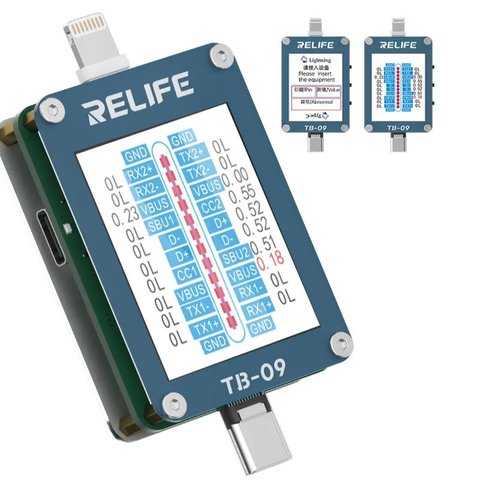 Тест-кабель для проверки коннектора зарядки RELIFE TB-09, USB тип-C, Lightning Превью 5