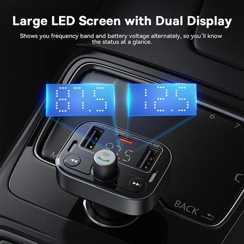 FM-трансмиттер Baseus S-09 Pro , черный, с кнопкой, с дисплеем, с Bluetooth, c автомобильной зарядкой, USB тип-C, USB тип-A, 3 порта, 35 Вт, 12-24 B, #C10762200113-00 Превью 3