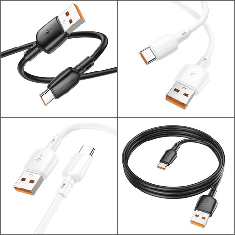 USB кабель Borofone BX93, USB тип-C, USB тип-A, 100 см, 100 Вт, 6 А, білий, #6941991103186 Прев'ю 1