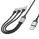 USB кабель Hoco X102, USB тип-C, USB тип-A, micro-USB тип-B, Lightning, 100 см, 2,4 А, чорний, в нейлоновому обплетенні, 3 в 1, #5942007608794 Прев'ю 1