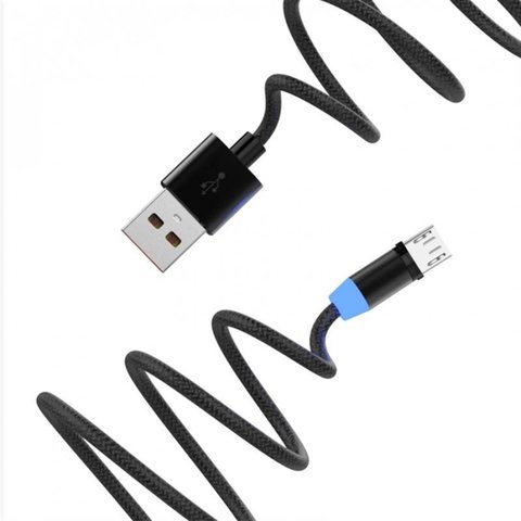USB кабель SkyDolphin S59V Magnetic, USB тип-A, micro-USB тип-B, 100 см, 2,4 А, чорний, магнітний Прев'ю 1