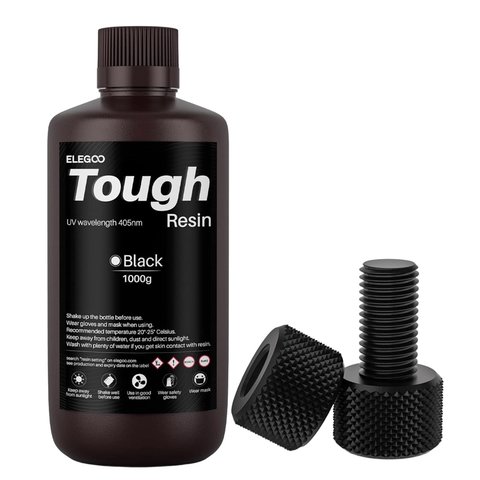 Фотополимерная смола повышенной прочности для 3D-принтера ELEGOO Tough Resin Black, 1 кг Превью 1